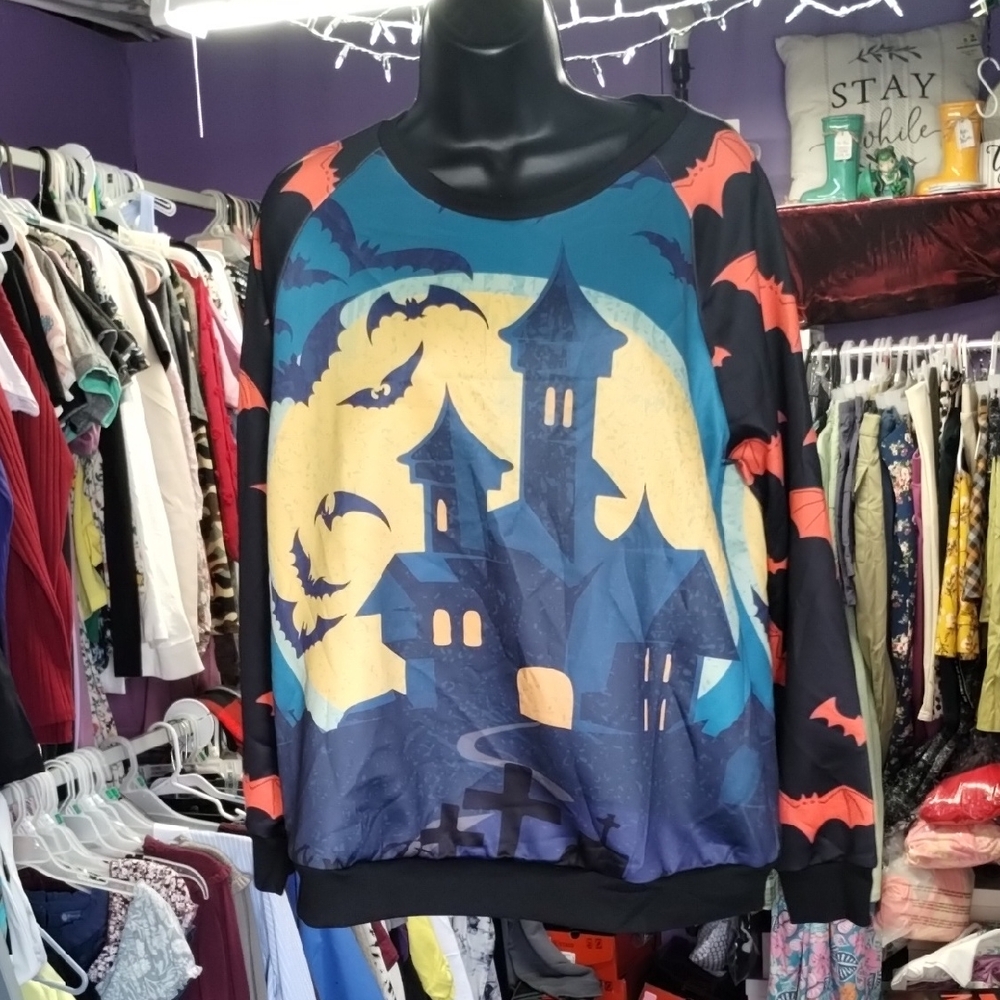 Haunted Castle Graphic Sweater - Multicolor